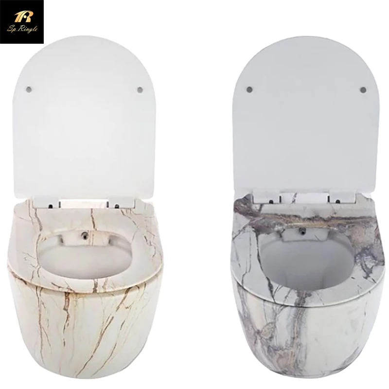 Springlegroup china high quality urinal buffer cleaning black and white toilet bowl ceramic wall hanging marble toilet