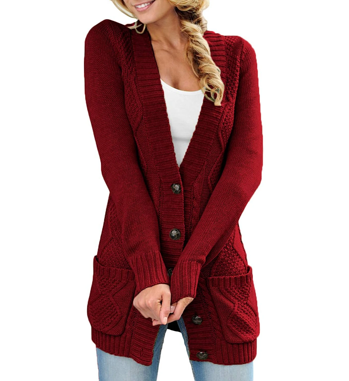 
2020 fall autumn winter cardigan sweater tops knitwear womens fashion plain long knitted sweaters coat for ladies 