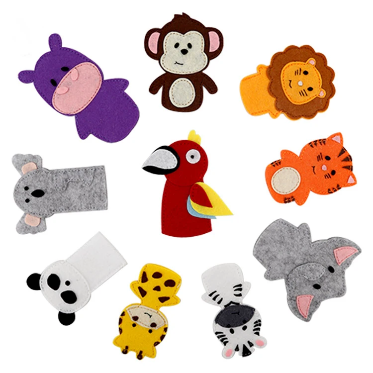 Finger Puppets Cute Soft felt Cartoon Zoo Animals People Hand Puppets Toys for Toddlers Kids Baby
