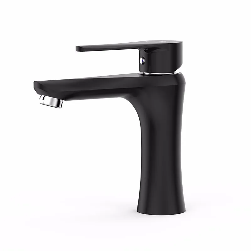 Factory Hot Sell Brass Basin Taps Black Chrome Single Hole Hot And Cold Basin Sink Faucet
