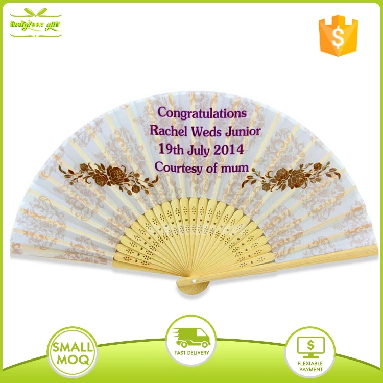 Wedding favors Chinese carved folding wedding wood hand fan