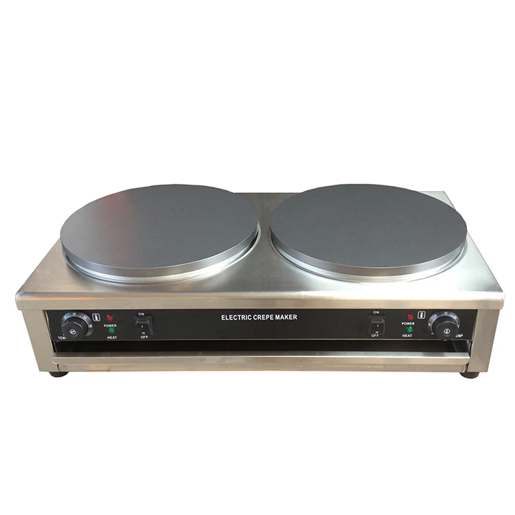 Chinese Professional Non-Stick Crepe Maker Pancake Making Machine Double Head Electric Crepe Maker