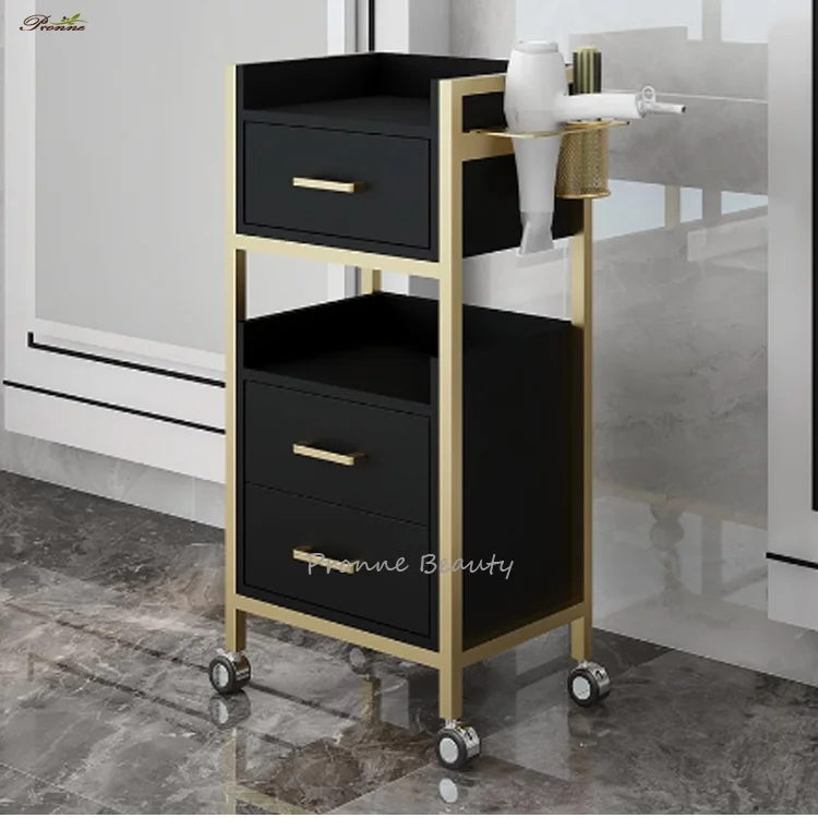 modern white elegant hair salon multifunctional storage shelf barbershop trolley cabinet