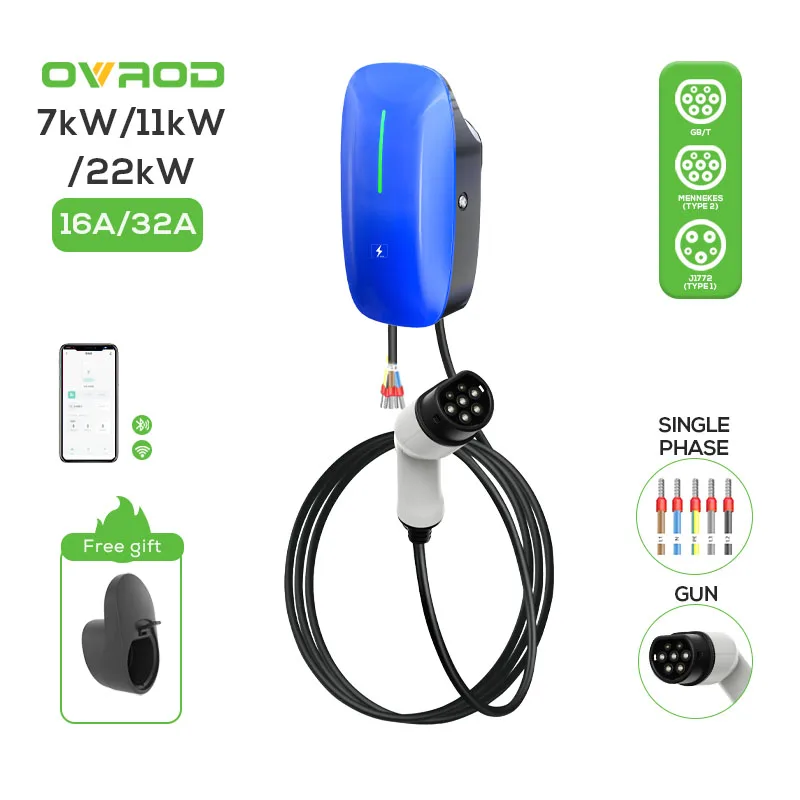 Ovrod Vehicle 7 Kw Outdoor Ev Charger Wallbox 11Kw 22Kw Charging Station For Electric Cars Car Charger Fast Charging