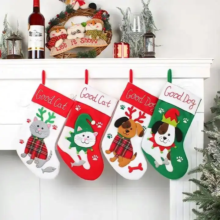 bulk large knit christmas stockings for holidays Personalized Kids gift bag christmas stocking socks for kids