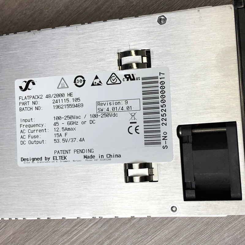 Модуль выпрямителя Eltek 2000 Вт 48 В сетевой блок питания Flatpack2 48/2000 HE 241115 105 для телекоммуникационного сетевого оборудования 5G