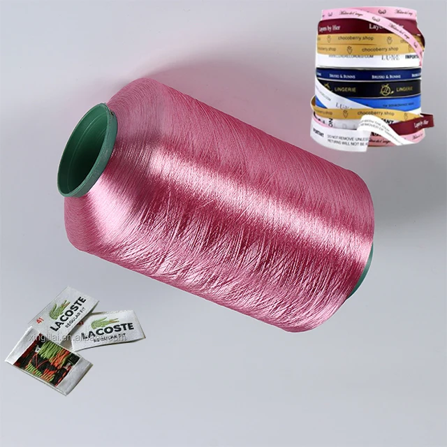TBR BR Triangle Bright Satin colors woven label twisted Flat FDY 75D color polyester yarn with dyeing tube