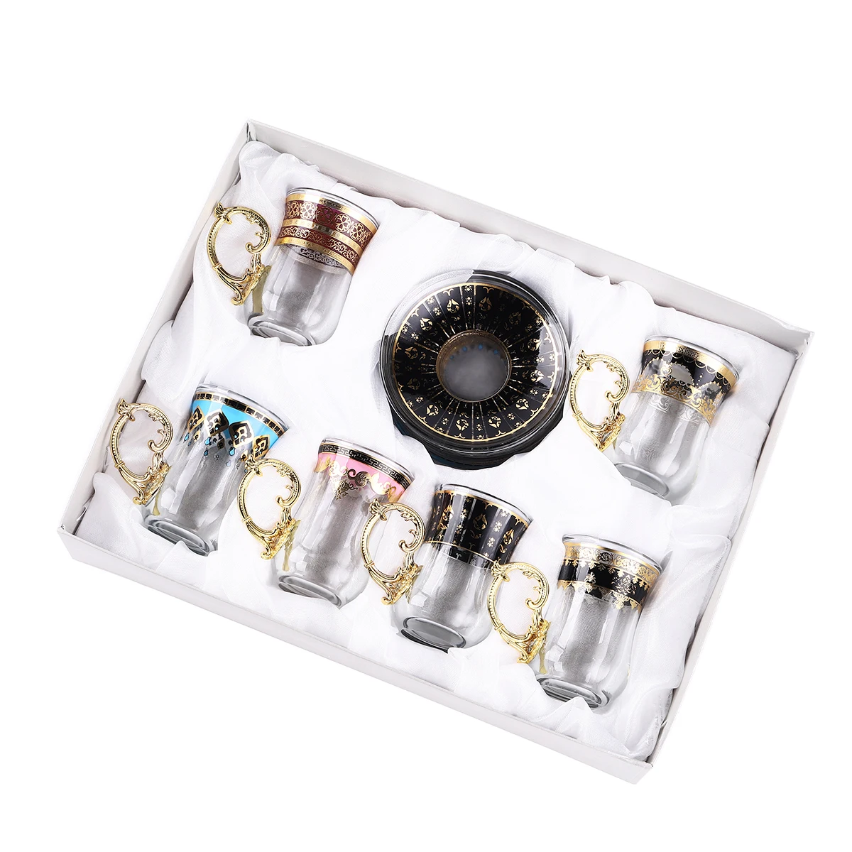 QIAN HU  Vintage  Ethiopian Coffee & Amp Tea Sets Turkish  Glass Coffee Cups Set  for Wedding Home Decoration