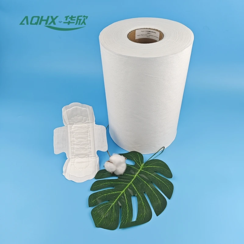 Biodegradable ladies sanitary napkin surface wholesale 100% cotton super absorbent spunlace non-woven fabric