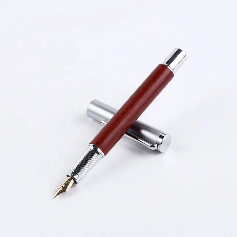 High End Classical Bamboo Fountain Pen Eco-friendly Metal and Solid Wood Fountain Pen with Custom Logo