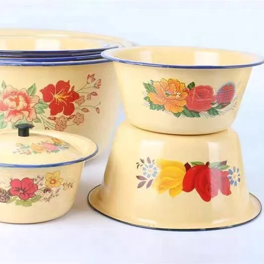 High quality enamel finger bowl 20cm 22cm 24cm 26cm 28cm Salad Bowl Set