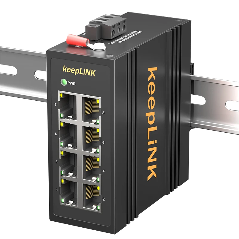 Outdoor Mini 8 Port Industrial Switch Unmanaged 10/100Mbps DIN rail  for CCTV IP camera space saving install