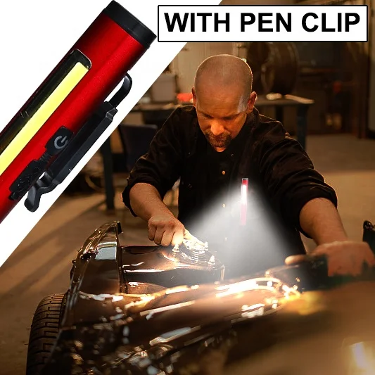 High Quality Multi-function Flashlight Adjustable Clip Working Light LED Rechargeable Pocket Pen Light With Double Magnet