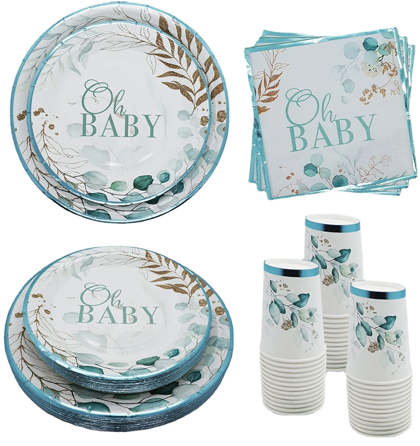 Oh Baby Party Tableware Set Baby Shower Disposable Tableware Set For Party Supplies