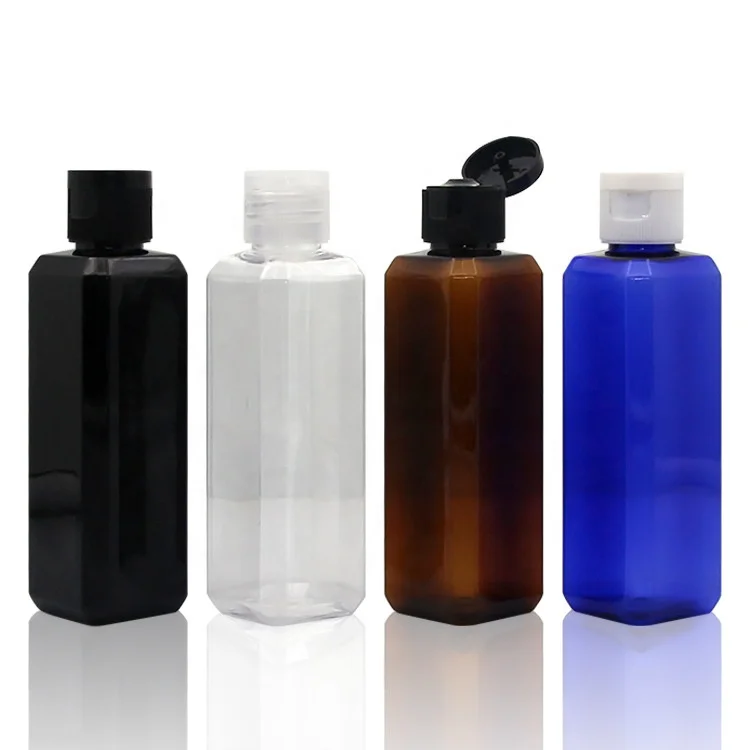 Cosmetic packaging 60ml 100ml 250ml PET square plastic bottle with 20/410 24/410 spray pump cap