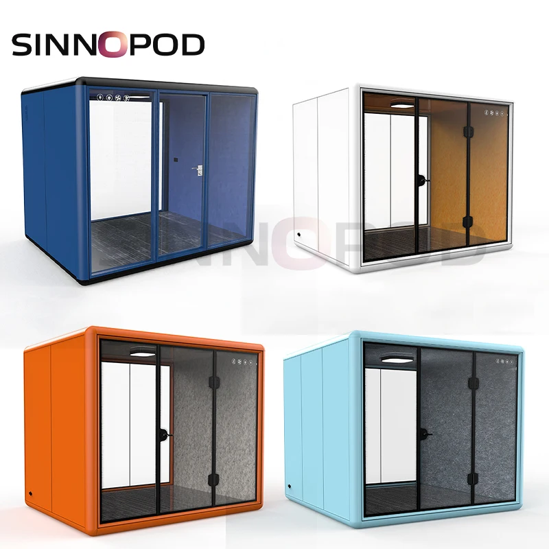 Customized 4/6 people Conference Room Acoustic Meeting Booth Office Soundproof Studio Pod Phone Booth