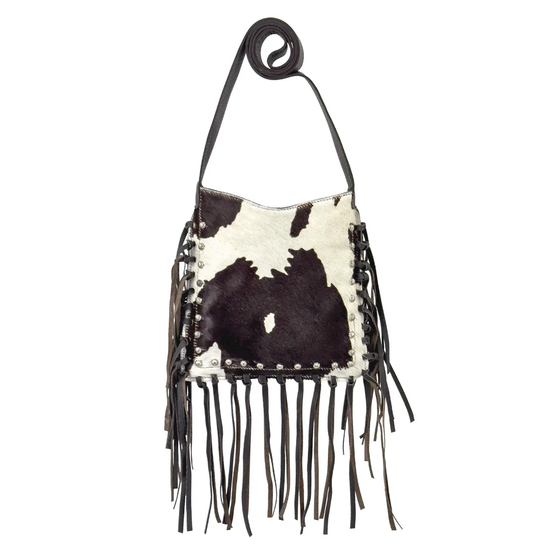 Real Cowhide Fur Fringe Leather Handmade Handbag Sling Fringe Bags Western Stylish Vintage Hair On Hide Bags For Women