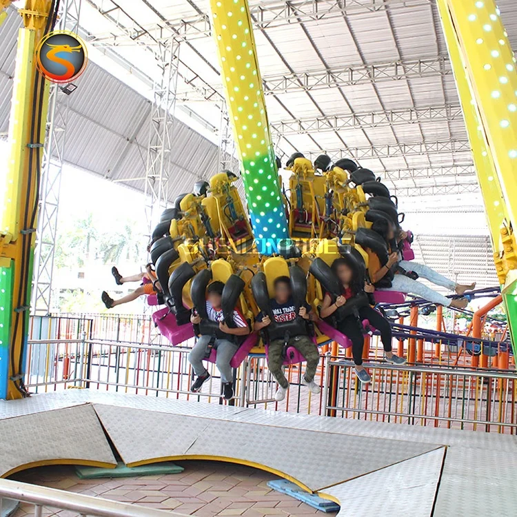 Amusement Park rotating flying UFO rides big frisbee swing hammer pendulum