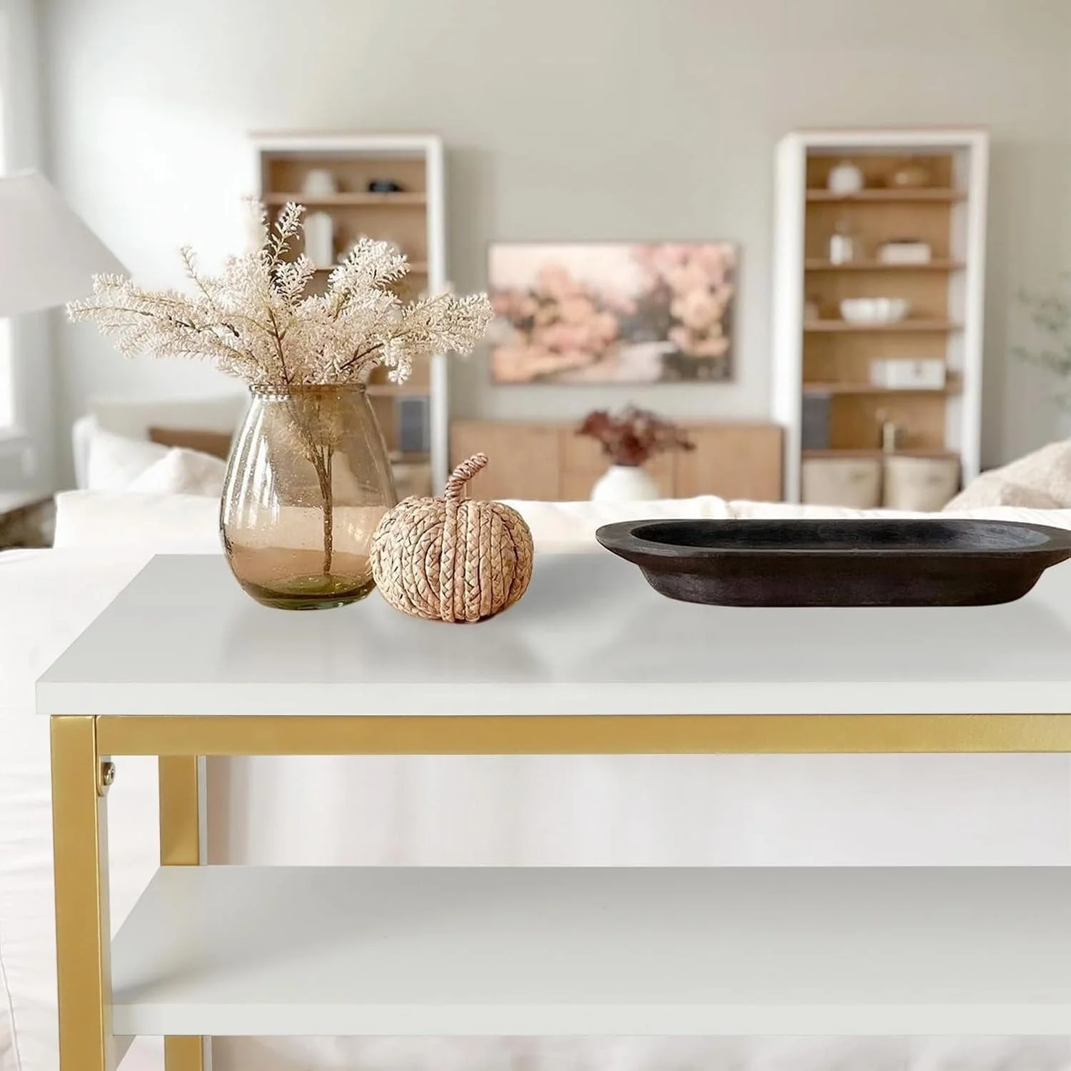 Narrow Console Table 47 Inch Sofa Table With Adjustable Shelf 2-Tier Long Skinny Table For Hallway Entryway Living Room