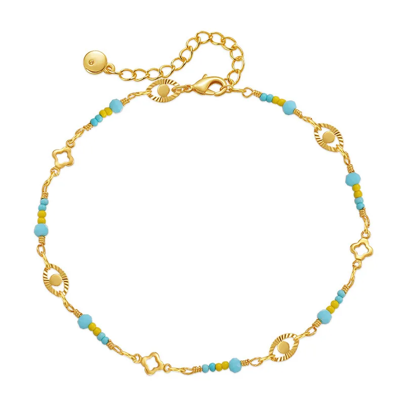 fashion jewelry anklets for women 18k gold plated copper anklets boho vacation beach jewelry accessories