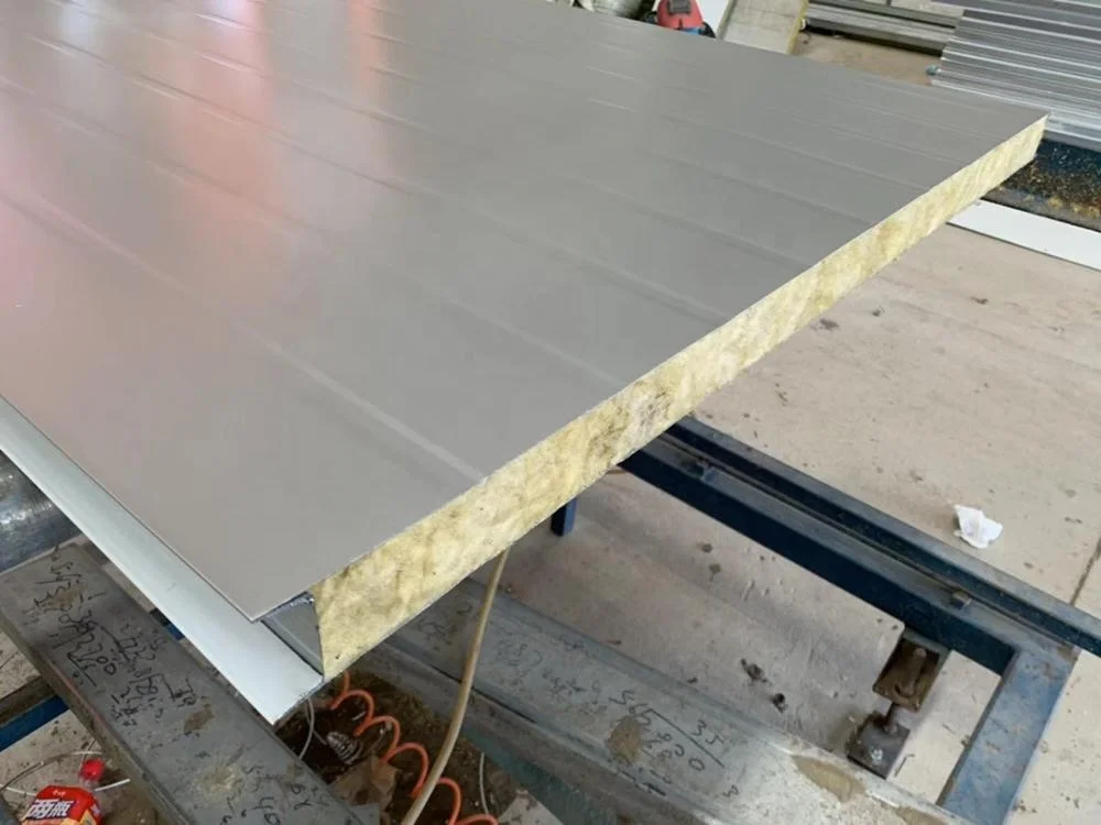 High Quality Fireproof and Insulated PPGI rock wool Wall Sandwich Panel for Prefab Homes