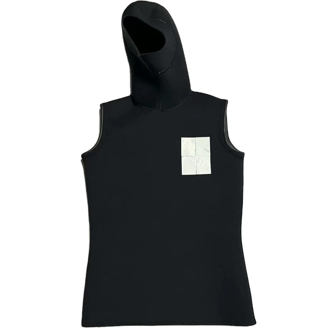 Неопреновая черная куртка без рукавов с капюшоном, 3 мм