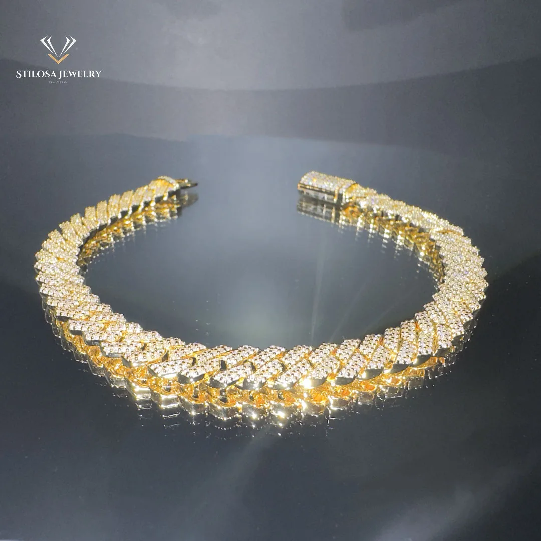 Fashion Jewelry luxury Bracelet cute necklace 6mm 8mm Width couple Vvs moissanite Cuban Link Chain With Silver Bracelet