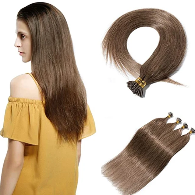 Wholesale Keratin Hair Products Human Hair Remy Cuticle Aligned Hair Micro Link I Tip Extensions