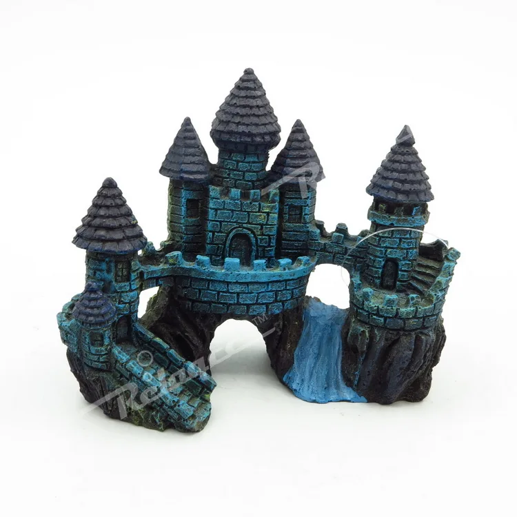 Aquarium Decorations Ruins,Resin Fish Tank Hideout Rock Betta Cave Castle Ornament Decor Fish Tank Decoration Landscaping