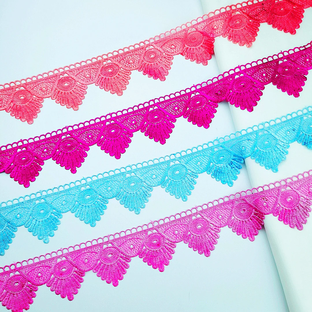 Hot Sale Wholesale New Professional Polyester Chemical Flower Fabric Lace Embroidery Trim