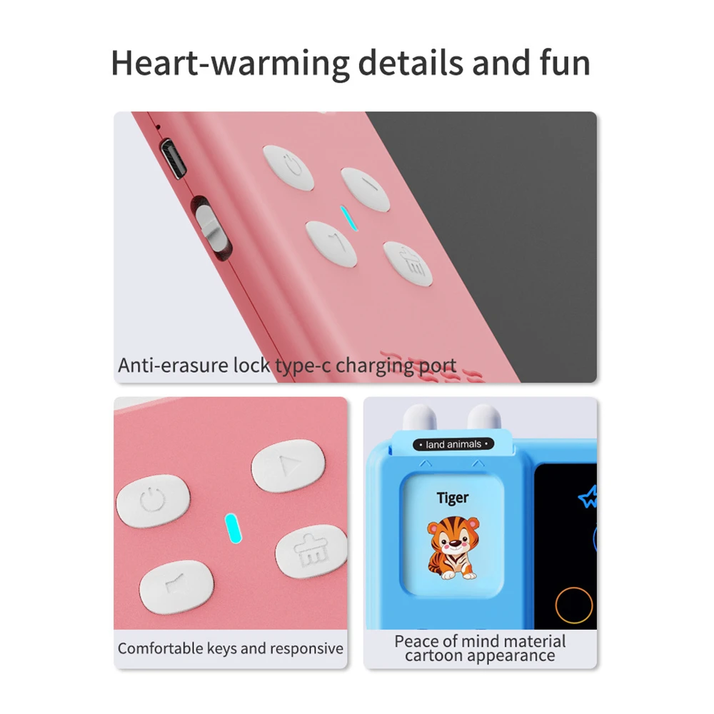 Kids Early Educational Learning Machine Toy USB Rechargeable Talking Sound Cartoon Drawing Lcd Writing Tablet With Flash Card
