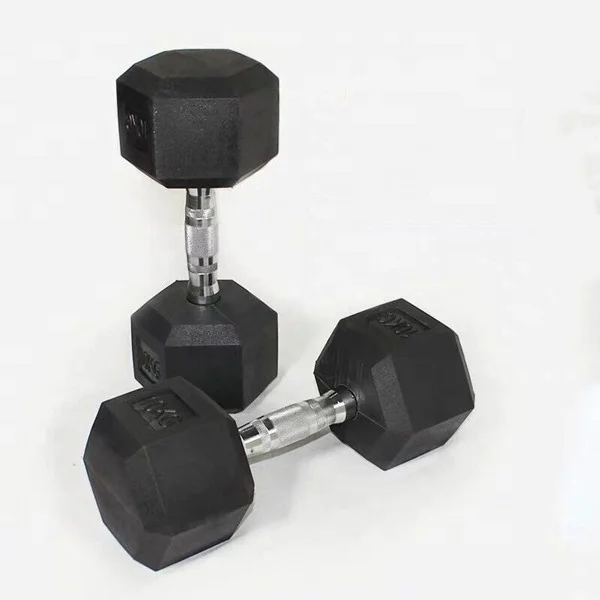 Gym fitness free weights hex rubber coated gym powerlifting 5 kg dumbbell
