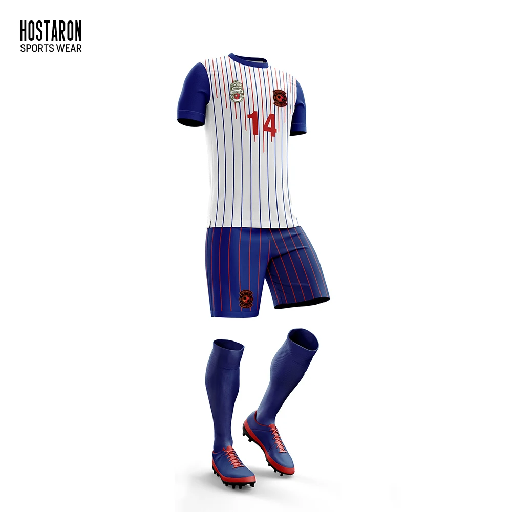 HOSTARON OEM Custom Sublimation Print Football Uniform Full Set Soccer Wear Tracksuit Jacket Training T Shirt Soccer Jersey Kit