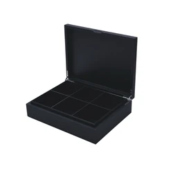custom black luxury 6 compartments wooden tea bag gift packing box