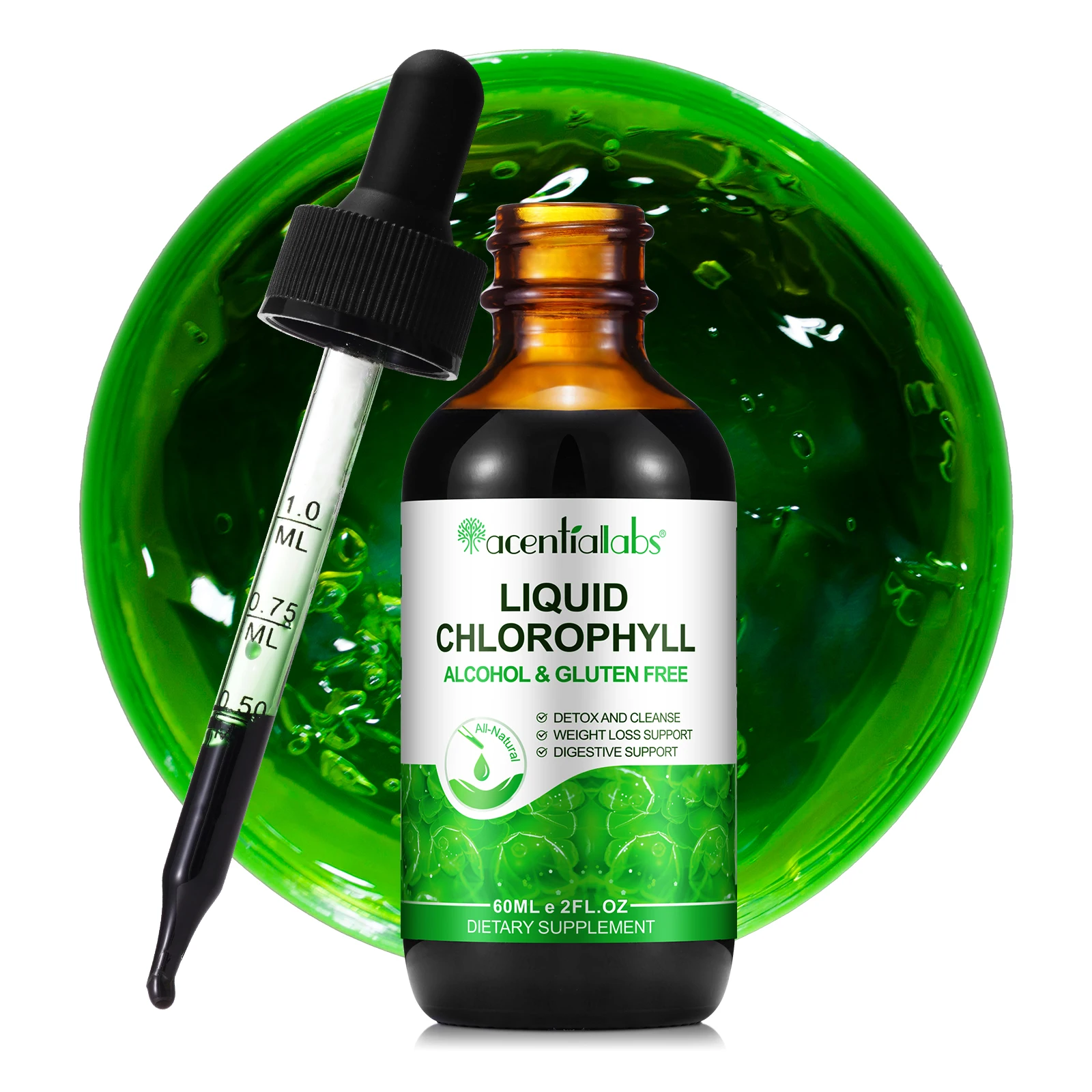 Acentiallabs 60ml wholesale liquid sodium copper chlorophyll supplements drink organic chlorophyll drops chlorophyll liquid