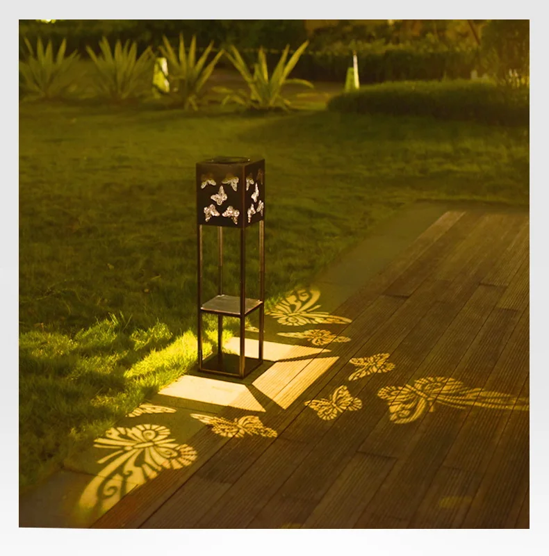 Newest Solar Garden Lights Metal Flower Pot Holder Led Solar Light with Solar Light