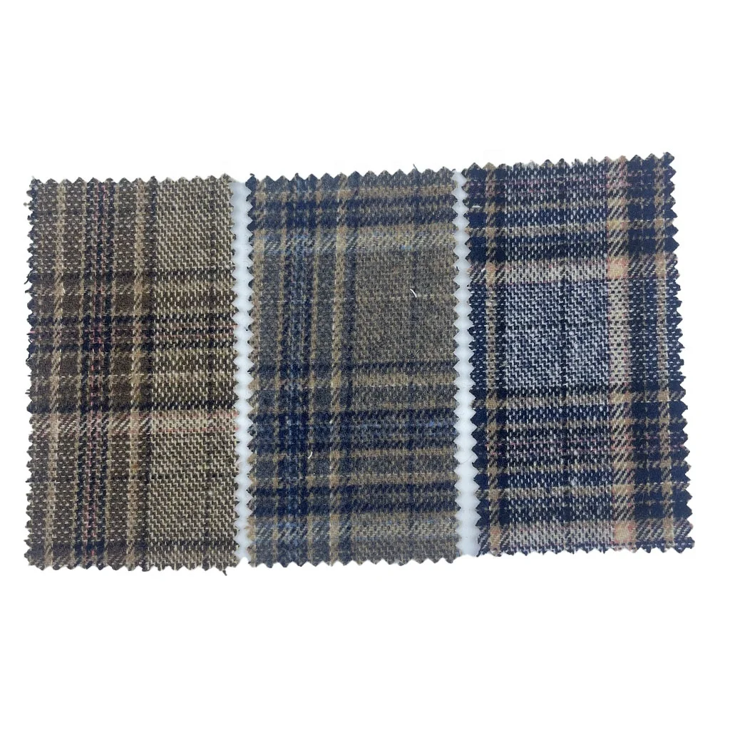 Fabric Manufacturing Woven Jacquard Suit Blazer Coat Plaid Tweed Wool/Polyester Fabrics For Clothing 2242