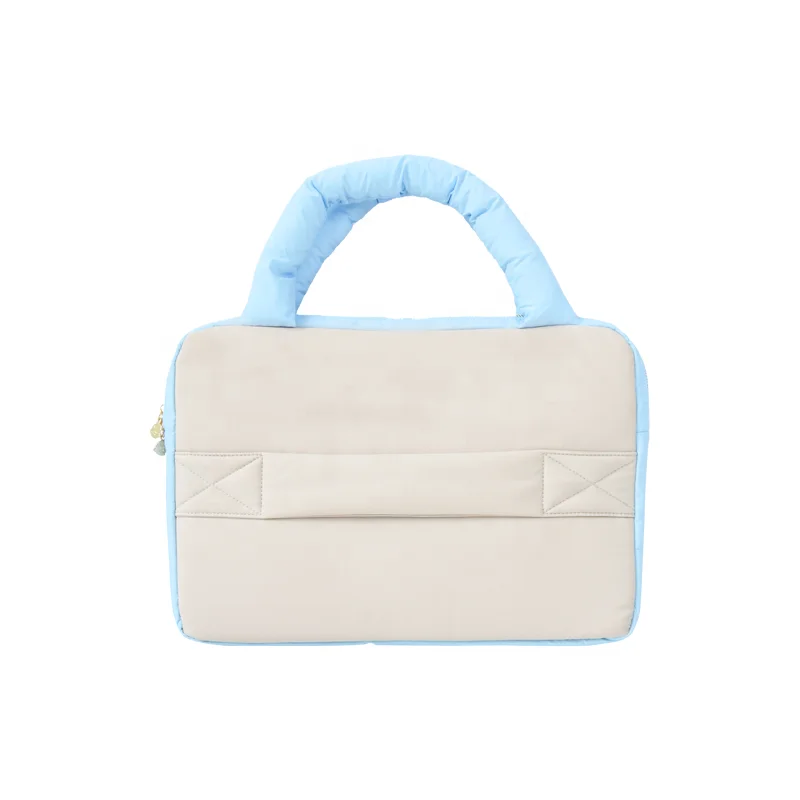 Custom female fashion cute bags durable laptop sleeve with handle soft plush nylon embroidery laptop tote bag for women