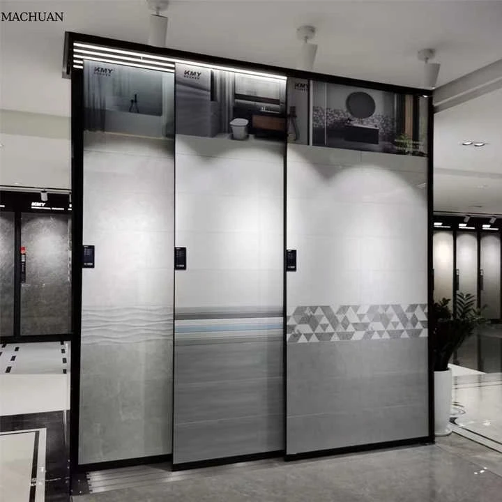 Good quality slab granite stone metal wall tile display rack wall mounted panel stand floor display stand rack