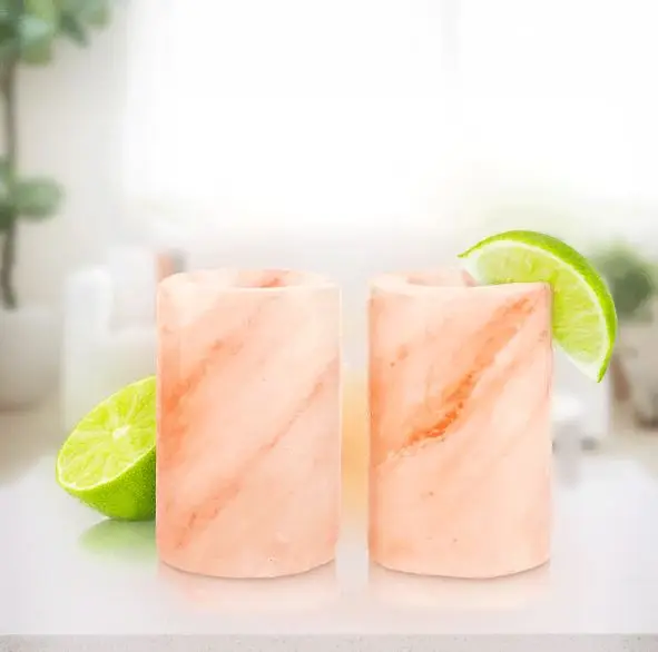 Wholesale 100% Natural Pink Himalayan Salt Shot Glass Organic Material Raw Technique OEM Box Private Labeling from Pakistan