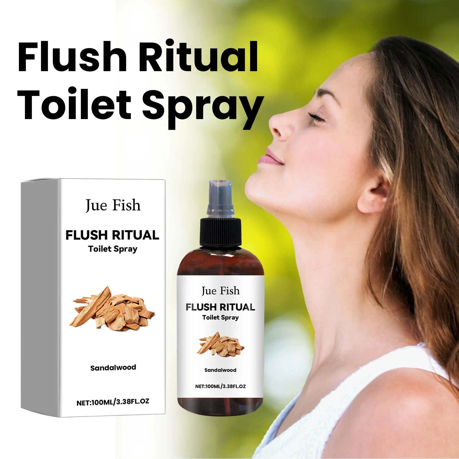JUE FISH Sandal Wood&Lavender Scent Flush Ritual Toilet Spray Air Freshener Spray For Toilet