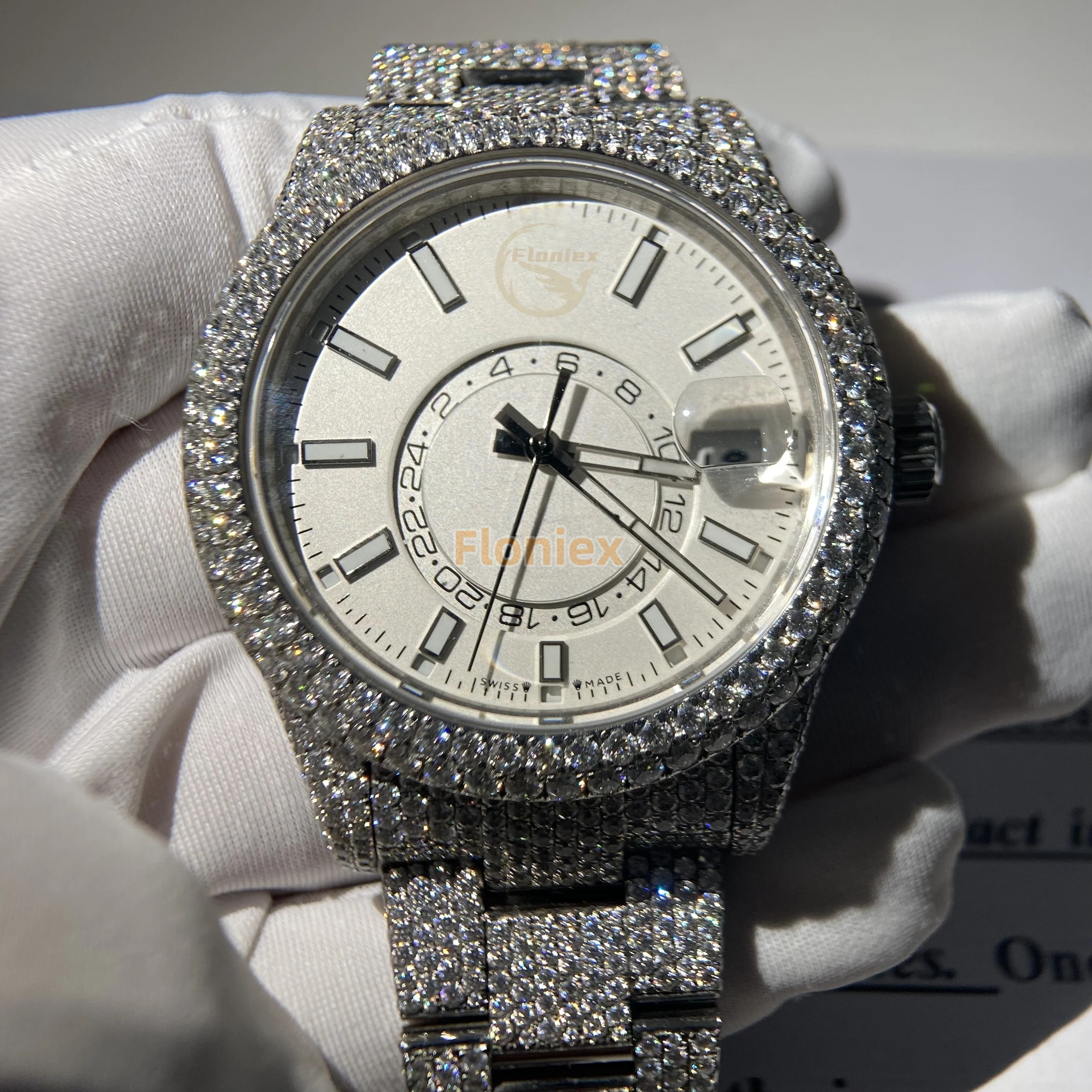 Iced Out VVS Moissanite Hip Hop Watch Jewelry Custom Luxury Mechanical Watches 1/VS1 GRA