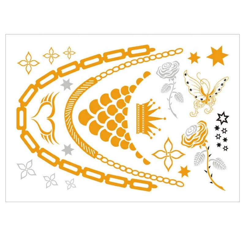 Custom flash metallic temporary tattoo sticker for foot