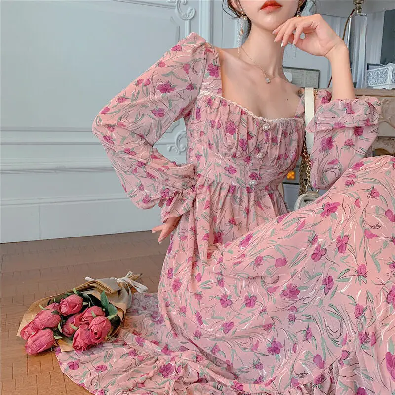 Fashion Custom Lady Chiffon Ruffle Maxi Dress OEM/ODM Vestidos Women Elegant Summer Casual Dresses