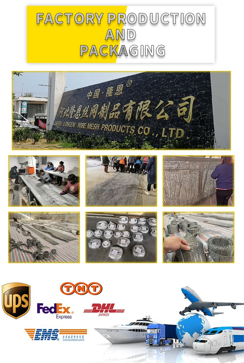 Zoo stainless steel woven knotted rope mesh Stair railing inox metal flexible ferrule cable net Animal cable rope netting  