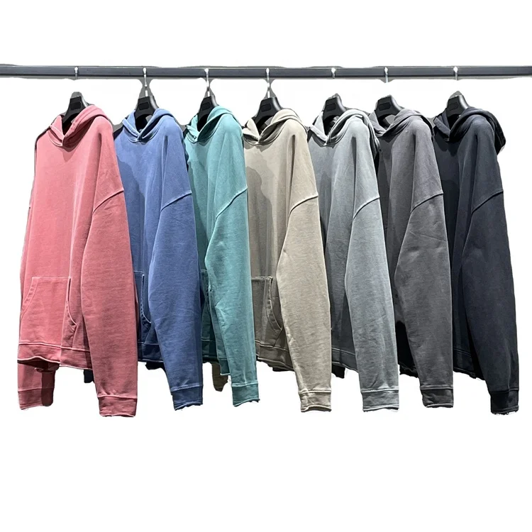 Hot sale factory made solid color french terry mens hoodie oversize acid wash hoodie with hoody