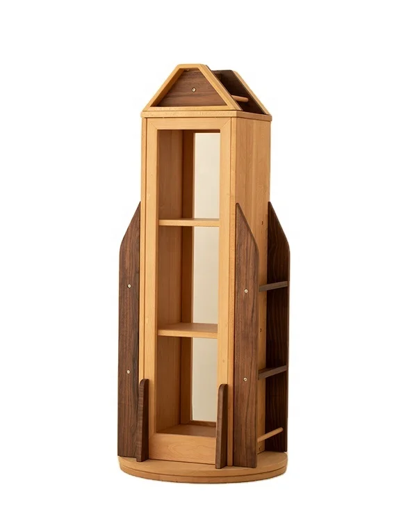 Rotary Mid Century Kids Antique Wooden  Bookshelf Revolving Bookcase