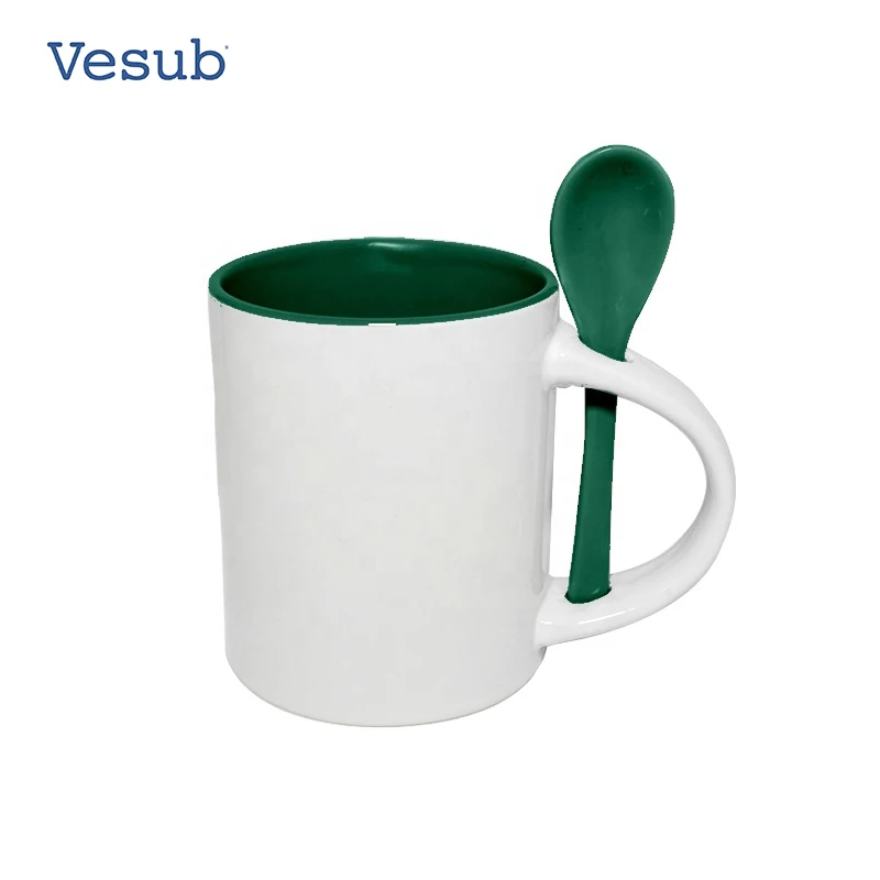 Factory Supplier Dishwasher Quality Customized Design Persona 11OZ Inner Color Sublimation Ceramic Mug With Spoon For Heat Press