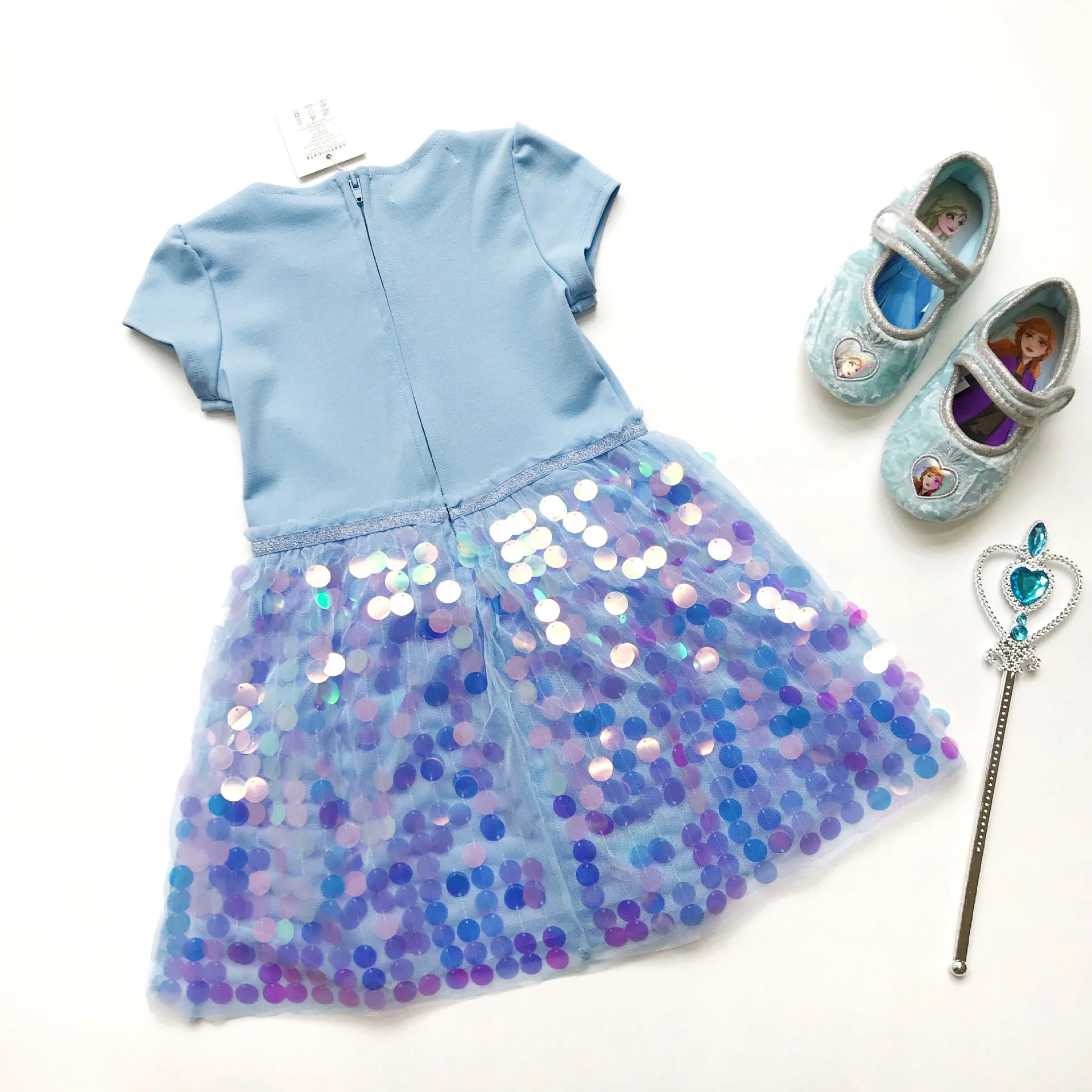 
Fashion Snow Queen Sequin Girls Dresses Elsa Anna Print Princess Dress Party Short Sleeve Dresses Birthday Gifts Kids Clothes 