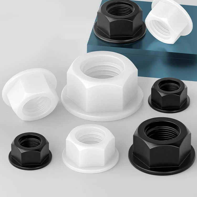 DIN6923 Nylon flange nutM6 M8 M10 M12  PA66 Plastic Nylon Black White Color Serrated Hex Hexagon Flange Nut